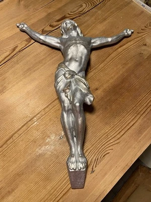 Sehr schöner alter großer schwerer Jesus Christus Corpus Korpus Heiland aus Guss - Bild 1 von 4