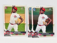 Hunter Greene 2018 Bowman 1st Prospect LOT (3) Chrome + Base BCP48 Reds
