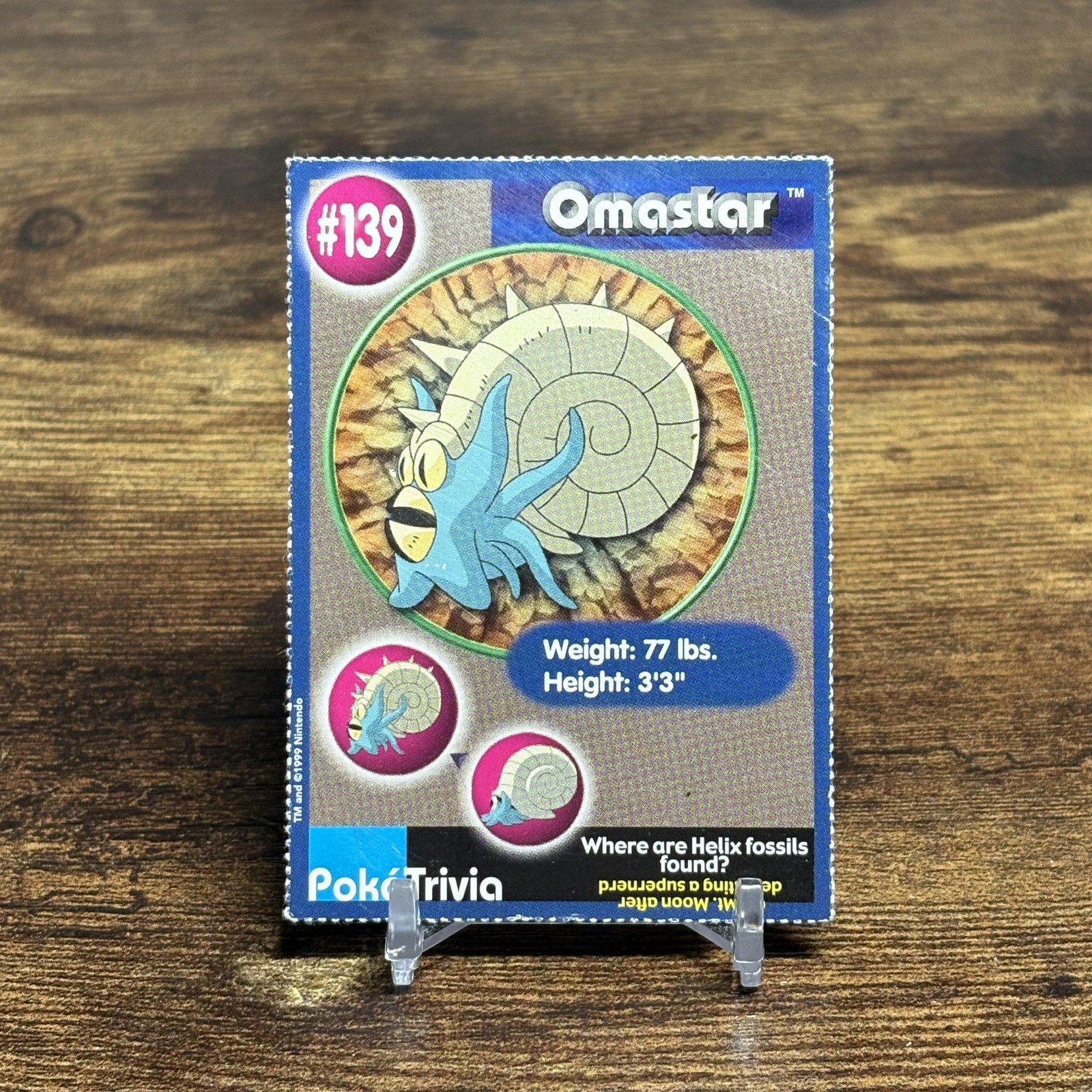 1999 Burger King Pokemon #139 Omastar Perforated edges