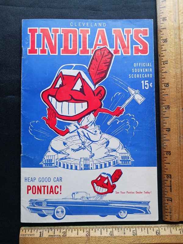 1959 CLEVELAND INDIANS VS DETROIT TIGERS PROGRAM AUTO'S 6 PLAYERS D. MOSSI ++