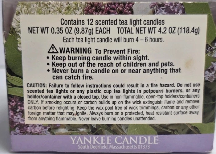Yankee Candle 12 velas perfumadas de luz de té T/L en caja FLORES LILAS - retiradas Foto 3 de 3
