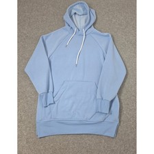 The Warmy Fleece Lined Oversized Hoodie Womens S Light Blue Cotton Pullover Cozy