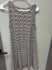Loft Sleeveless Black and White Patterned Dress - Size S