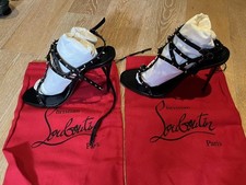 Christian Louboutin Bombina Spikes 100 Black Ankle Strappy Sandal Heel Pump EU40