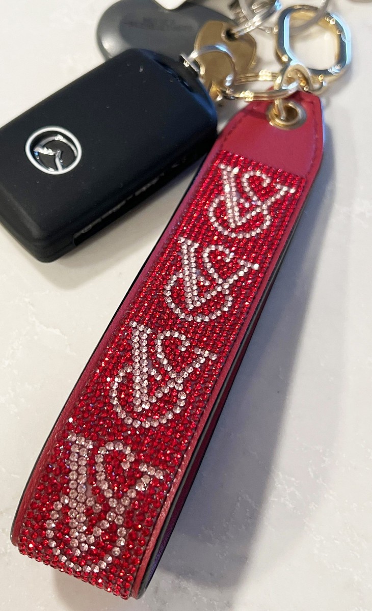 Victoria's Secret VS Bling Rhinestone Wristlet Strap Keychain Red