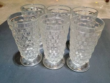 Indiana Glass Whitehall Cubist Clear Footed Tumbler Iced Tea Glass 10oz (6)