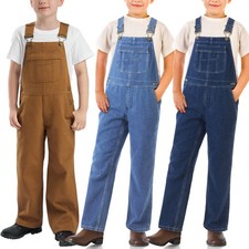 HISEA Boys' Denim Bib Overalls Kids Youth Relaxed Fit Dungaree Jeans Pockets