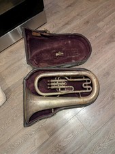 Antique Early 1900s JW York & Sons Silver Plated Baritone 3 Piston Elks Lodge