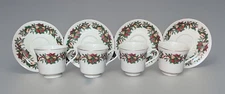 Christmas Bounty China by A.M.C.  Set of 4 Cups & Saucers Holiday Vintage Japan