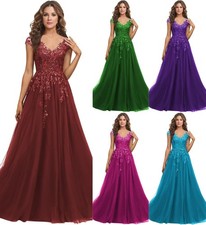 Lace Appliques Evening Dresses Wedding Sparkling Sequin Long Tulle Prom Dress