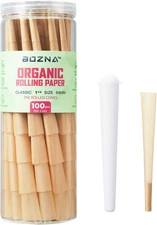 Pre Rolled Cones 1 1/4 Size Organic Rolling Papers with Tips 100 Ct - Slow Burn,