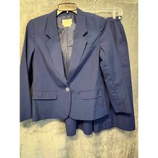 Country Sophisticates Pendleton 12 Blue Silk Wool Skirt Suit Vintage