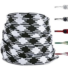 Colored Flat Shoe Laces for Sneakers, 5/16" 8MM Argyle 54"/140cm White black