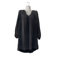 Old Navy Charcoal Long Sleeve V-neck Pintucked Midi Shirt Dress Medium Lagenlook