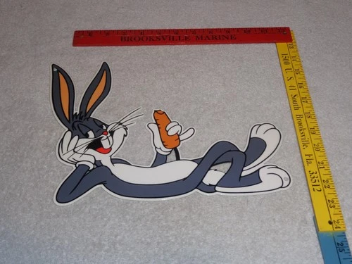VINTAGE BUGS BUNNY WITH CARROT PORCELAIN METAL CARTOON TV SHOW LOONEY TUNES SIGN