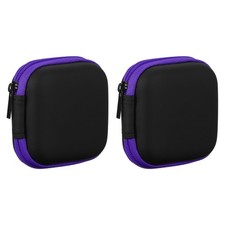 2Pcs Earphone Case, 2.95 x 2.95 x 1.38inch Portable Earbud Carrying Case, Purple
