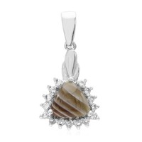 Cavill Botswana Achat AnhäNger 1,37Ct Topas Weiß 925 Sterlingsilber Damen