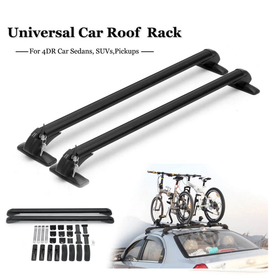 2Pcs 45" Car Roof Rack Side Rails Bars Luggage Carrier Kits + Lock Universal USA - Imagem 2 de 4