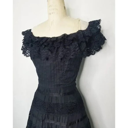 Vtg 60's/70's Mexican Fiesta Off-Shoulder Dress W/Ruffle Ribbon. Small. - Picture 2 of 11