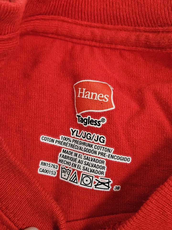 Hanes Tagless Boys Crew Neck Long Sleeve Shirt Youth Size Large Red T36-1704 - Image 3 of 3