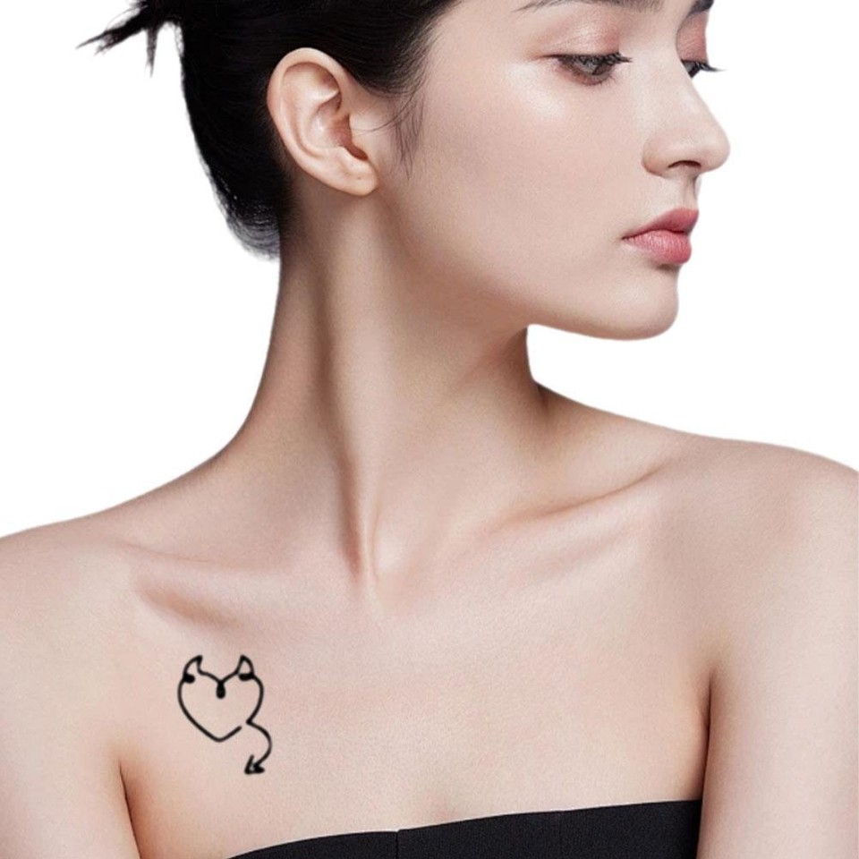 Waterproof Temporary Tattoo Sticker Love Emoticon Sun Lines Skull