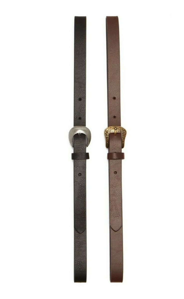 Linea Pelle Women\'s size M Western Belt Pack of 2 Black & Brown MSRP $48 NEW Linea Pelle Womens M 21/2” Wide Leather Belt W/Studs | eBay main image 2