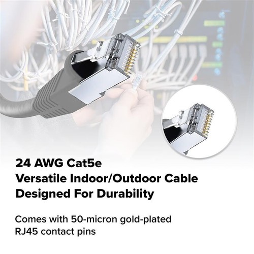 Cat 5e Ethernet Cable 1 pc in Grey 1 Gbps Network Round Rj45 0.5, 1, 3, 5, 7 ft - Picture 6 of 6
