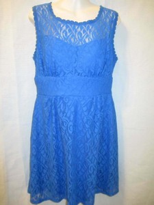 Dress Barn Cabalt Blue Lace Sleeveless Empire Waist Dress Size 10