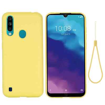 For ZTE Blade A3 A5 A7 2020 V30 Soft Liquid Silicone Cover With Phone Case Strap