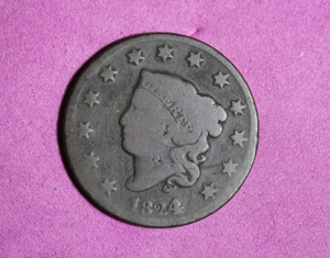 1824- Head Large One Cent Coin #P18368