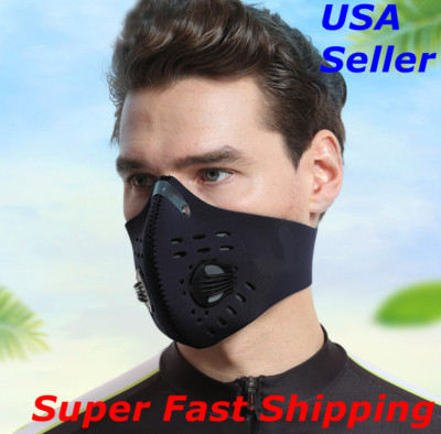 Reusable Neoprene Face Mask with Dual Air Filter Breathing Valve & Carbon Filter