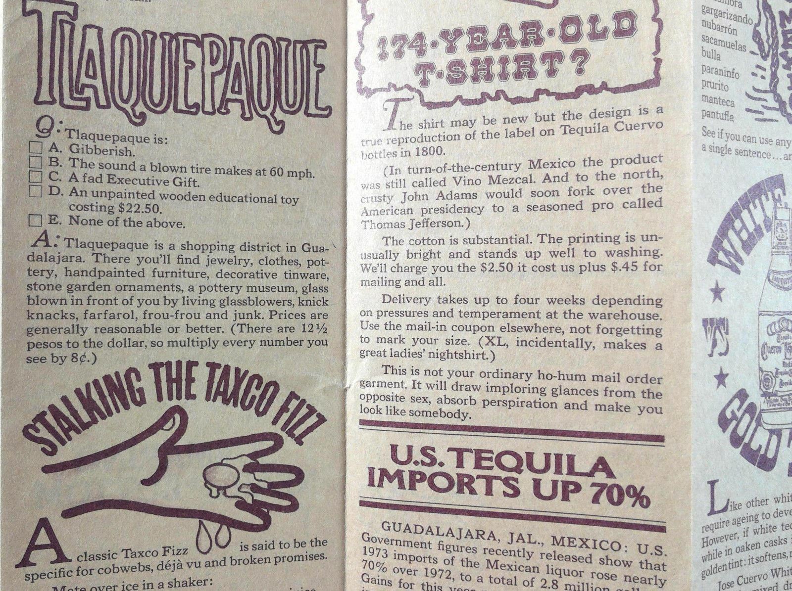 1975 Vintage Brochure JOSE CUERVO NOTICIAS Vol 1 Num 1 Worms White Gold