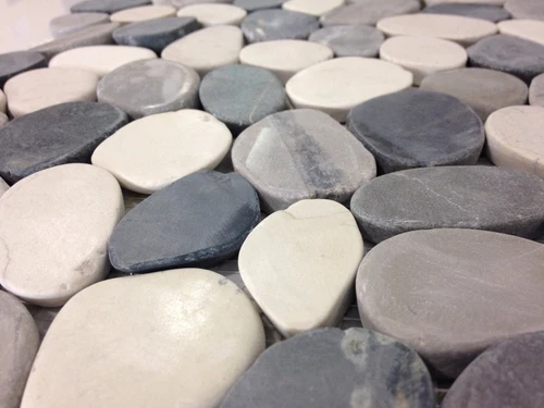 Pebble Stone Tile Valencia Cool Blend  12x12 River Rock Stone Shower Floor Wall - Picture 2 of 4