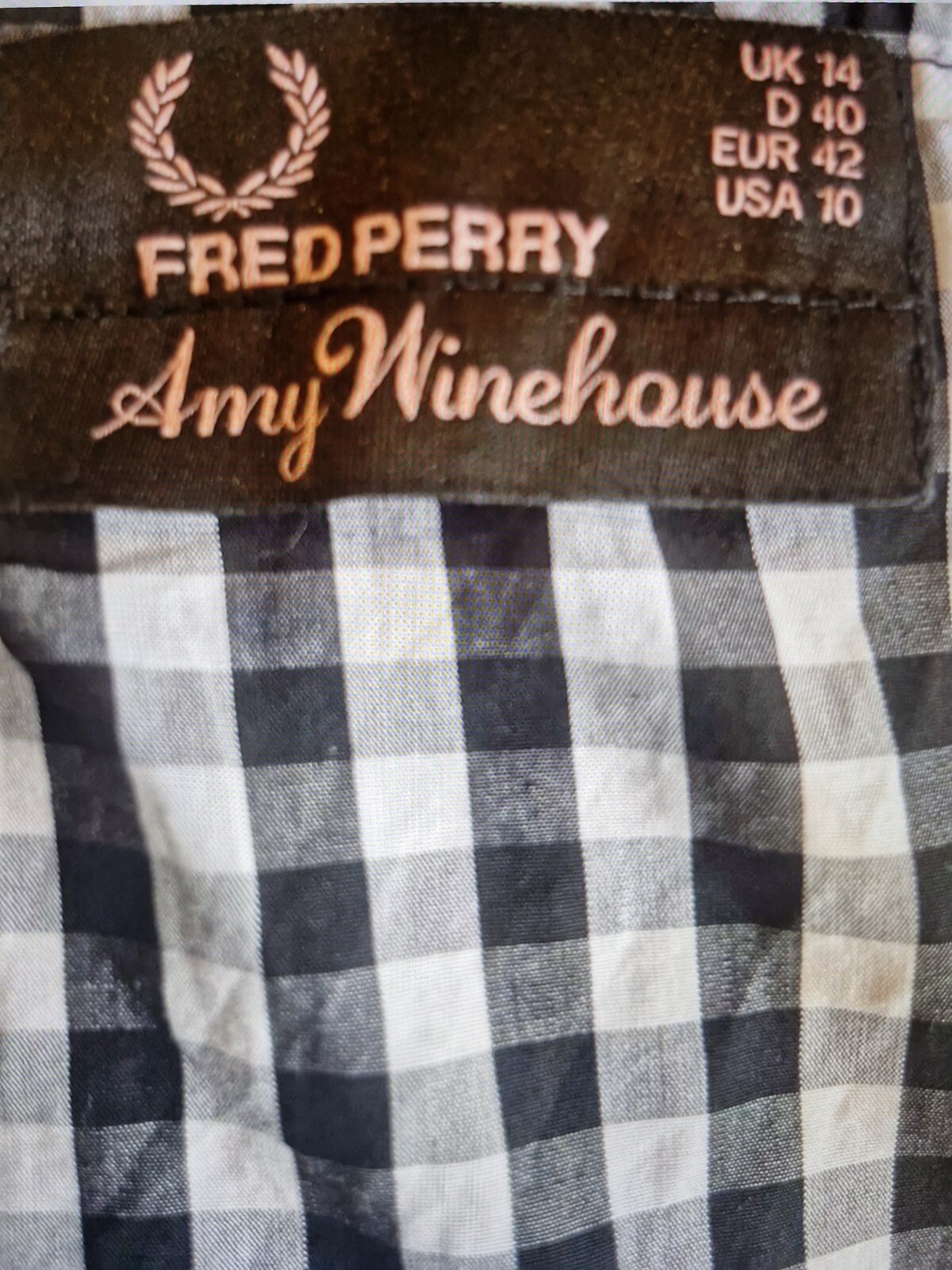 AMY WINEHOUSE FRED PERRY GINGHAM PLAYSUIT SIZE 14 RARE!! image 7