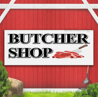 Butcher Shop Advertising Steaks, Chops, Roasts Butcher Grill Vinyl Banner Sign