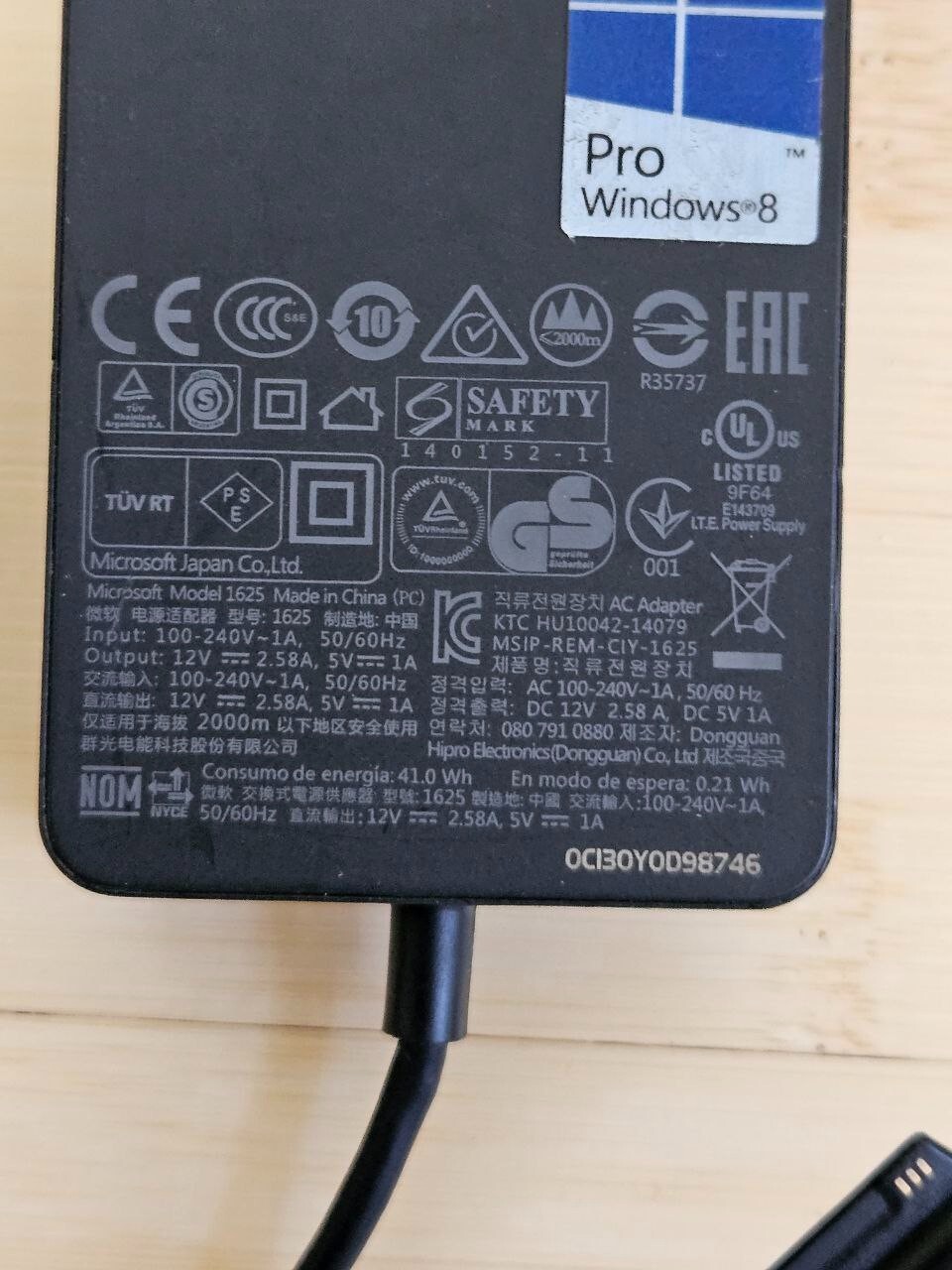Original Surface Pro 3 Adapter Charger Power Cord Microsoft 1625 12V 2