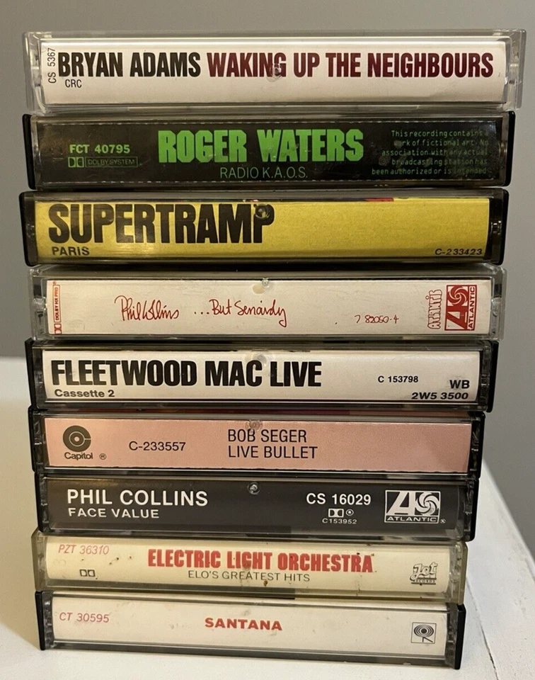 LOT 9 WATERS SANTANA FLEET MAC CASSETTES COLLINS ELO SUPERTRAMP SEGER JOSOFT - Image 2 of 2