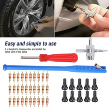 43pcs Kit Valve Stem Installation Remover Repair Tool Puller Car Tire Plug Core