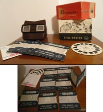 1950  Lot BOXED Vintage 3D View Master  10 PHOTO 3D REELS Viewer Model E