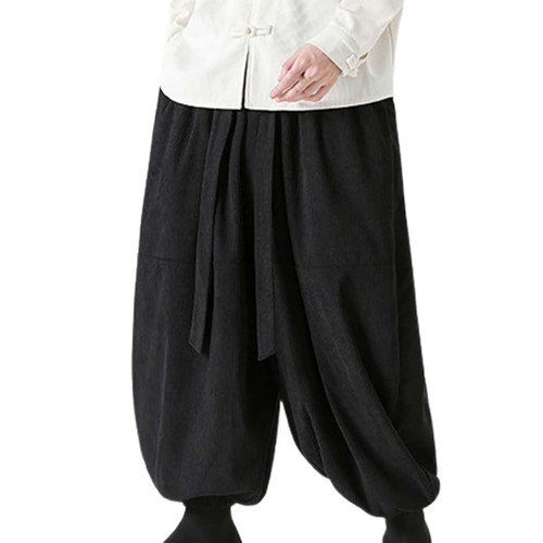 Men Harem Pants Loose Elastic Waist Large Pockets Design Hippie Yoga Drop Pants - Picture 6 of 39