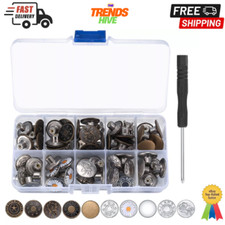 HexinYigjly 50 Pcs Jean Buttons Replacement No Sew 17mm Replacement Jeans Pant