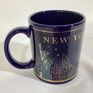 New York City Night Skyline Navy Blue Gold Coffee Tea Mug By Torkia Ebay