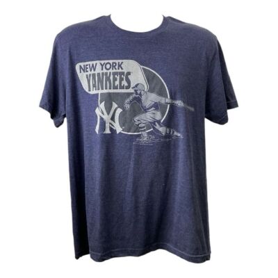 MLB Menz Short Sleeve Tee Shirt Sz L New York Yankees Baseball  Retro Design
