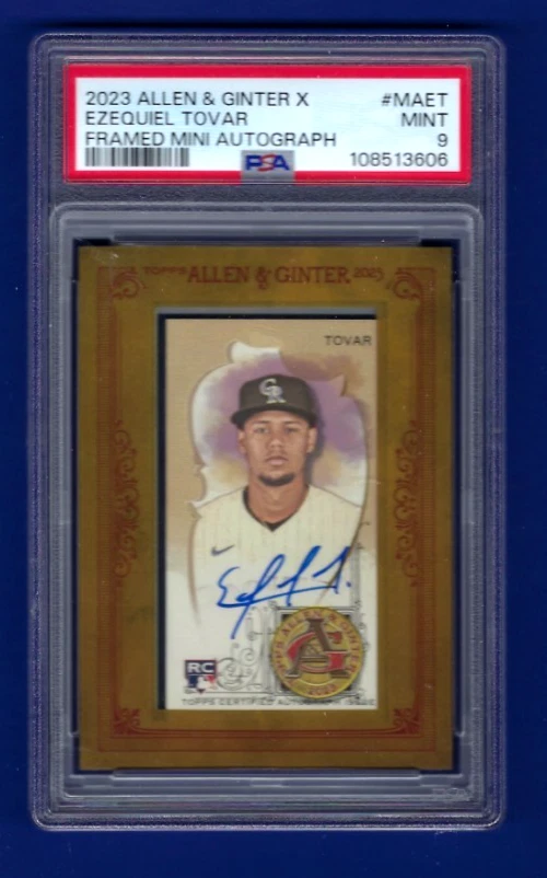 2023 Allen & Ginter X - Ezequiel Tovar - PSA / DNA Auto - PSA 9 - Rockies - Image 1 of 1