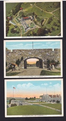 Vintage NY Postcards Fort Ticonderoga Place D Armes Cannons Museum Lot of 3