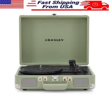 Vinyl Record Player Bluetooth Built-in Speakers Portable Turntable 3 Speed Audio