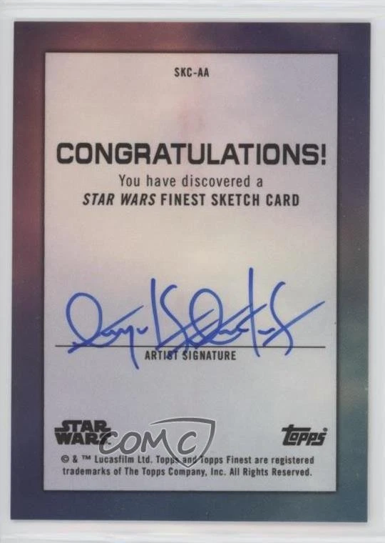 2022 Topps Finest Star Wars 1/1 Angel Aviles Auto Sketch 1j8 - Image 2 of 3