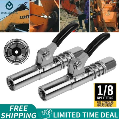 #ad 2Packs Grease Gun Coupler High Pressure Quick Release Lock Oil Injection Nozzles $6.83