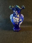 Fenton 75th CELEBRATION Brilliant Cobalt Vase Hand Painted Signed Bill Fenton