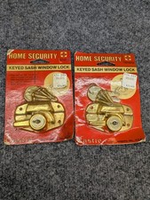 Vintage Castle Keyed Sash Window Locks Brass NOS Home Security WH-00733 Set of 2
